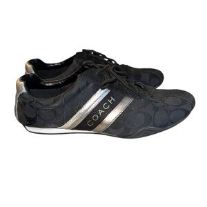 Y2K Coach Jayme Signature Canvas Sneakers Black Silver Racing Style Sz 8 Box